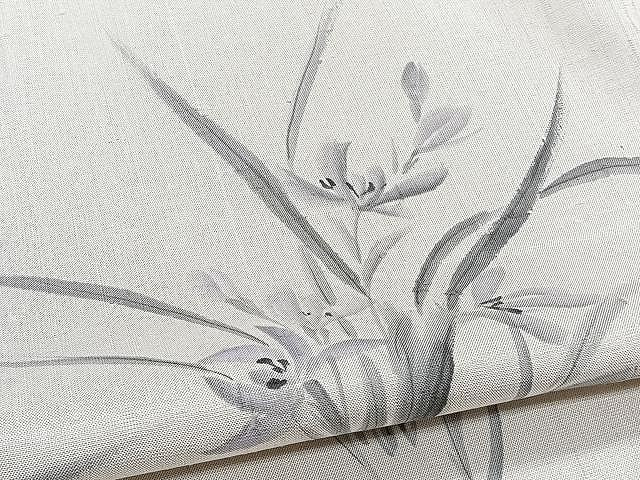 平和屋着物▽訪問着 単衣 紬地 手描き 草花文 正絹 逸品 CAAX2496xi
