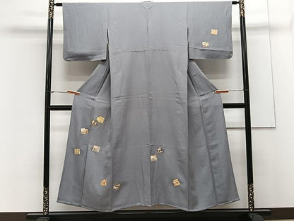 平和屋着物▽訪問着　単衣　駒刺繍　源氏香　枝花文　金彩　正絹　逸品　CAAX2497xi