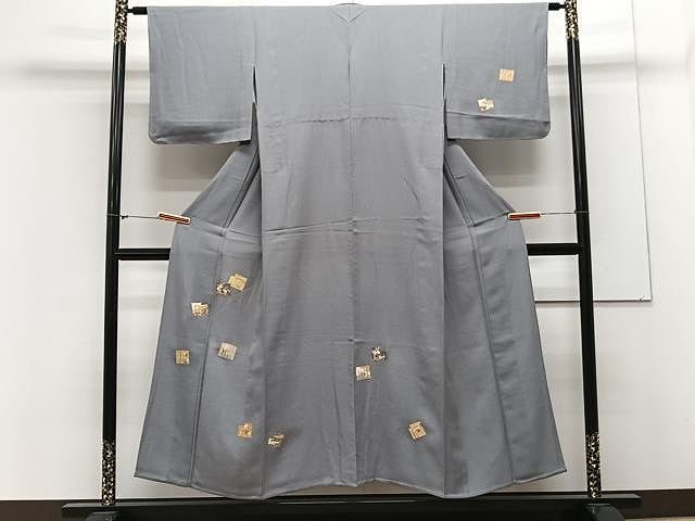 平和屋着物▽訪問着　単衣　駒刺繍　源氏香　枝花文　金彩　正絹　逸品　CAAX2497xi