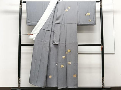 平和屋着物▽訪問着　単衣　駒刺繍　源氏香　枝花文　金彩　正絹　逸品　CAAX2497xi