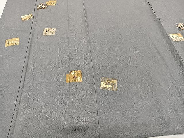 平和屋着物▽訪問着　単衣　駒刺繍　源氏香　枝花文　金彩　正絹　逸品　CAAX2497xi