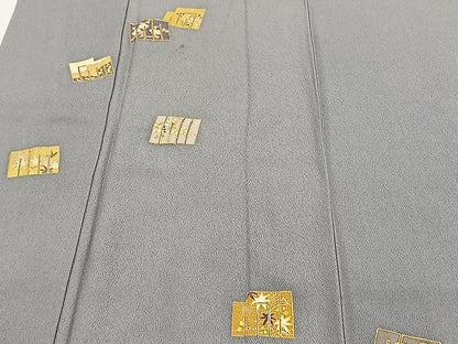 平和屋着物▽訪問着　単衣　駒刺繍　源氏香　枝花文　金彩　正絹　逸品　CAAX2497xi