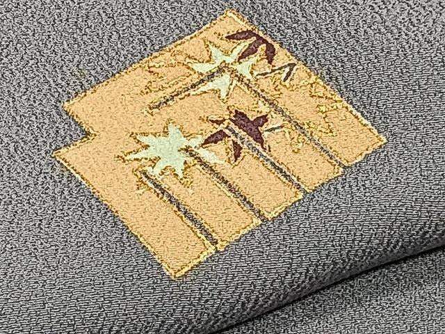 平和屋着物▽訪問着　単衣　駒刺繍　源氏香　枝花文　金彩　正絹　逸品　CAAX2497xi