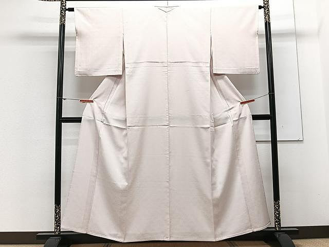 平和屋着物▽上質な色無地 単衣 紗綾形地紋 灰桜色 正絹 逸品 CAAX2498xi