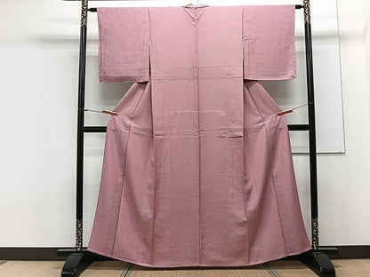 平和屋着物▽琉球藍染 色無地 単衣 枝地紋 長春色 反端付き 正絹 逸品 CAAX2500xi