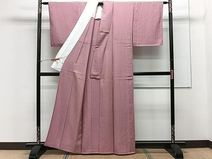平和屋着物▽琉球藍染 色無地 単衣 枝地紋 長春色 反端付き 正絹 逸品 CAAX2500xi