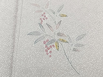平和屋着物▽京加賀友禅　百貫達雄　色無地　単衣　霞地紋　灰桜色　正絹　逸品　CAAX2502xi