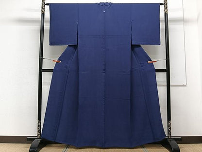 平和屋着物▽上質な色無地　単衣　鉄紺色　正絹　逸品　未使用　CAAX2503xi