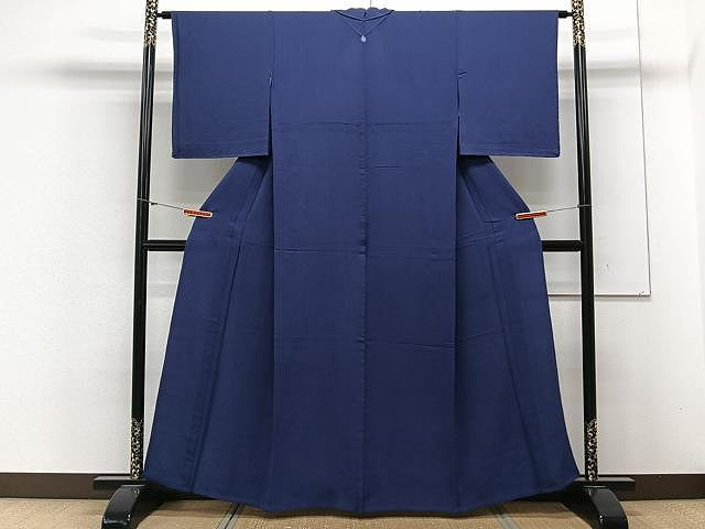 平和屋着物▽上質な色無地　単衣　鉄紺色　正絹　逸品　未使用　CAAX2503xi