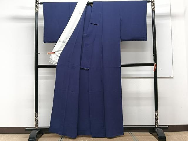 平和屋着物▽上質な色無地　単衣　鉄紺色　正絹　逸品　未使用　CAAX2503xi