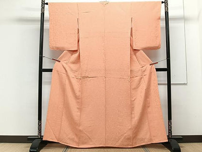平和屋着物▽上質な色無地 単衣 唐草地紋 肉桂色 正絹 逸品 CAAX2505xi