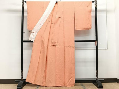 平和屋着物▽上質な色無地 単衣 唐草地紋 肉桂色 正絹 逸品 CAAX2505xi