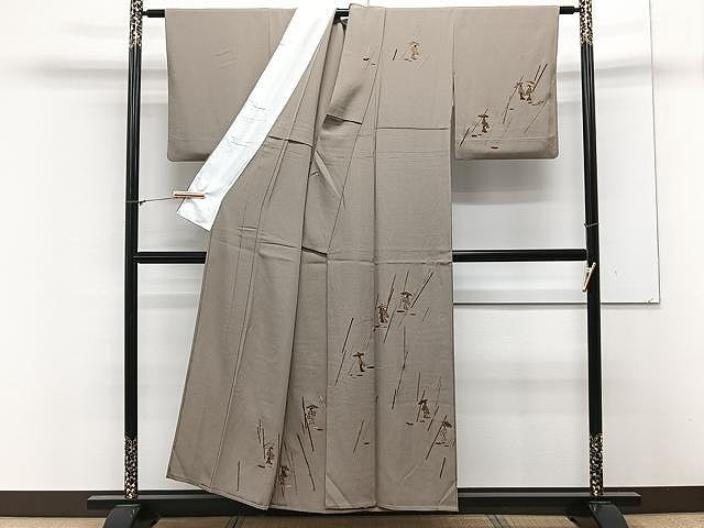 平和屋着物▽訪問着 単衣 総刺繍 人物文 正絹 逸品 CAAX2506xi