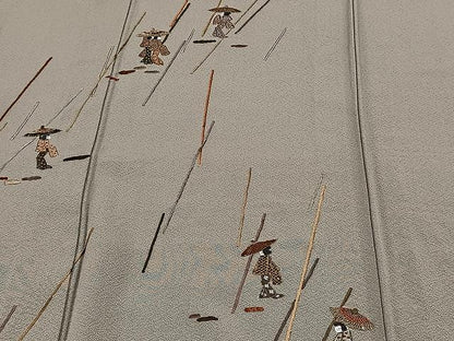 平和屋着物▽訪問着 単衣 総刺繍 人物文 正絹 逸品 CAAX2506xi