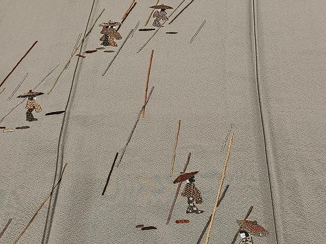 平和屋着物▽訪問着 単衣 総刺繍 人物文 正絹 逸品 CAAX2506xi