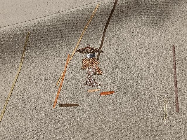 平和屋着物▽訪問着 単衣 総刺繍 人物文 正絹 逸品 CAAX2506xi