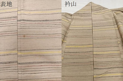 平和屋着物▽上質な紬 単衣 横段文 正絹 逸品 CAAX2508xi