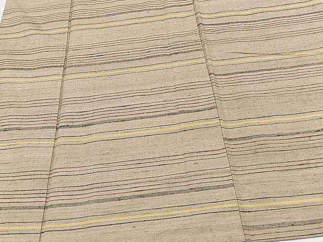平和屋着物▽上質な紬 単衣 横段文 正絹 逸品 CAAX2508xi