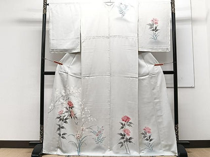 平和屋着物▽訪問着 単衣 花蝶文 正絹 逸品 CAAX2511xi