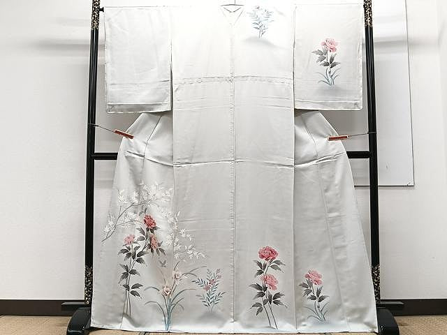 平和屋着物▽訪問着 単衣 花蝶文 正絹 逸品 CAAX2511xi