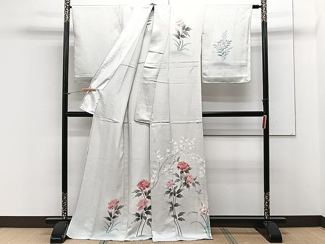 平和屋着物▽訪問着 単衣 花蝶文 正絹 逸品 CAAX2511xi