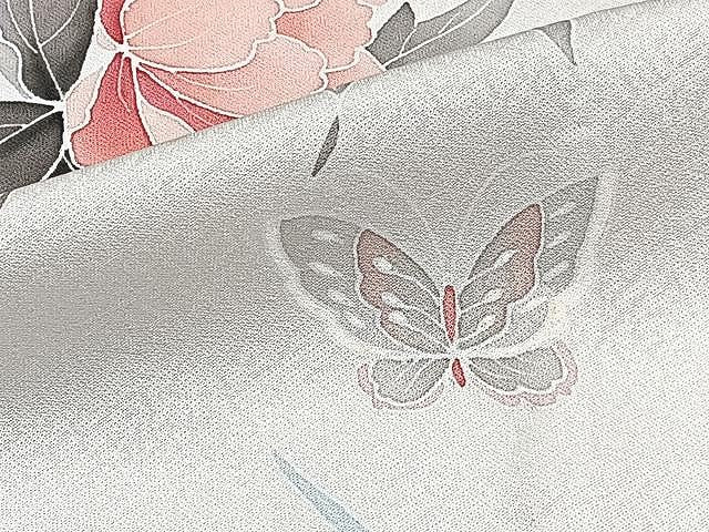 平和屋着物▽訪問着 単衣 花蝶文 正絹 逸品 CAAX2511xi
