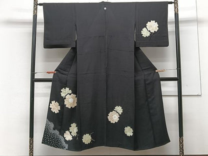 平和屋着物▽訪問着　単衣　絞り　雪輪花文　金彩　正絹　逸品　CAAX2512xi