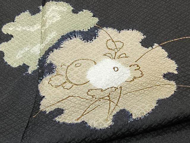 平和屋着物▽訪問着　単衣　絞り　雪輪花文　金彩　正絹　逸品　CAAX2512xi