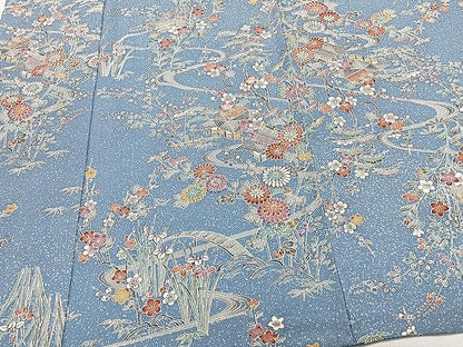平和屋着物▽上質な小紋 単衣 流水風景花文 正絹 逸品 CAAX2514xi