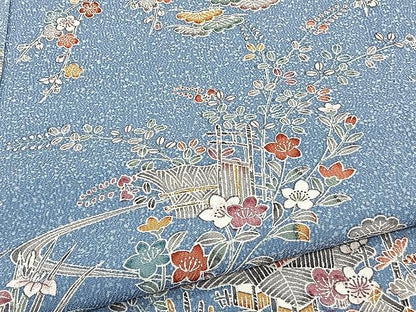平和屋着物▽上質な小紋 単衣 流水風景花文 正絹 逸品 CAAX2514xi