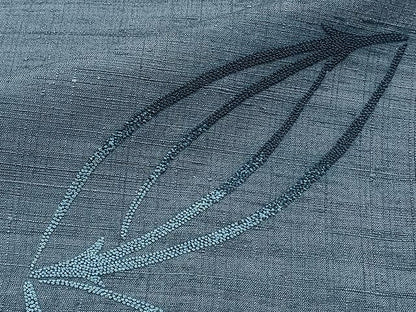 平和屋着物▽中国三大刺繍 相良刺繍 総刺繍 色留訪問着 単衣 紬地 七宝松葉文 藍色 正絹 逸品 未使用 CAAX2517xi