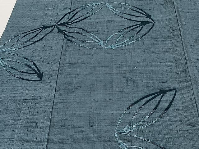 平和屋着物▽中国三大刺繍 相良刺繍 総刺繍 色留訪問着 単衣 紬地 七宝松葉文 藍色 正絹 逸品 未使用 CAAX2517xi