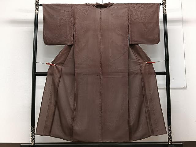 平和屋着物▽上質な色無地 単衣 赤褐色 正絹 逸品 CAAX2518xi