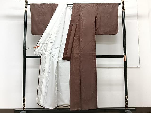 平和屋着物▽上質な色無地 単衣 赤褐色 正絹 逸品 CAAX2518xi