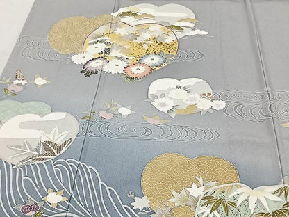 平和屋着物▽豪華色留袖　単衣　立波草花文　暈し染め　金彩　正絹　逸品　CAAX2519xi