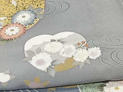 平和屋着物▽豪華色留袖　単衣　立波草花文　暈し染め　金彩　正絹　逸品　CAAX2519xi
