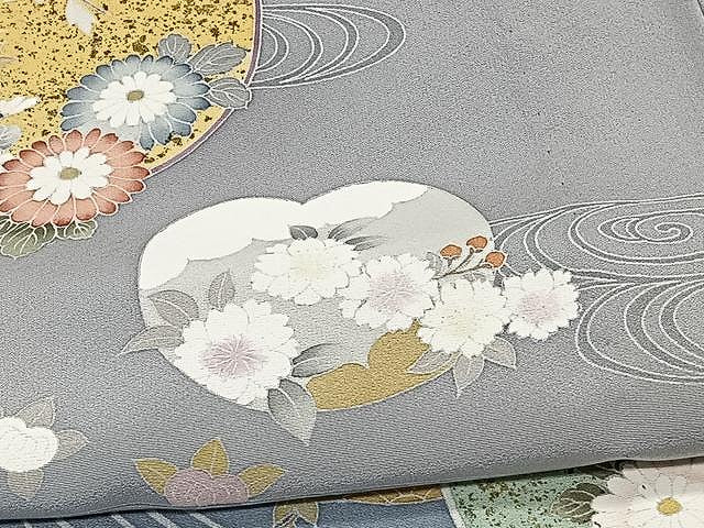 平和屋着物▽豪華色留袖　単衣　立波草花文　暈し染め　金彩　正絹　逸品　CAAX2519xi