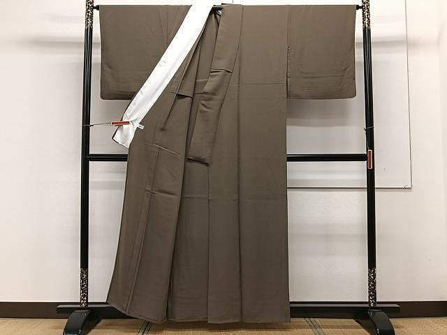 平和屋着物▽上質な色無地 単衣 空五倍子色 健勝苑扱い 正絹 逸品 CAAX2525xi