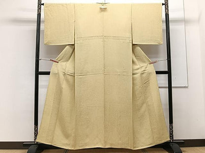 平和屋着物▽上質な色無地 単衣 枝葉地紋 木蘭色 正絹 逸品 CAAX2526xi