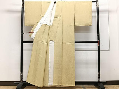 平和屋着物▽上質な色無地 単衣 枝葉地紋 木蘭色 正絹 逸品 CAAX2526xi
