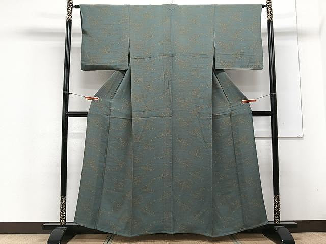 平和屋着物▽上質な小紋　単衣　花蝶文　鬼しぼ縮緬　正絹　逸品　CAAX2527xi
