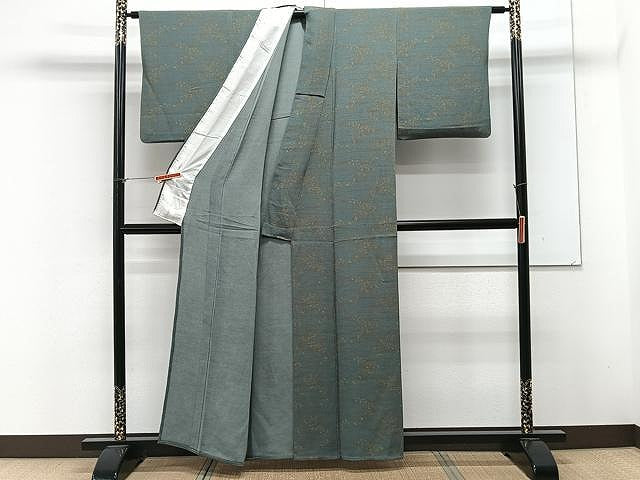 平和屋着物▽上質な小紋　単衣　花蝶文　鬼しぼ縮緬　正絹　逸品　CAAX2527xi