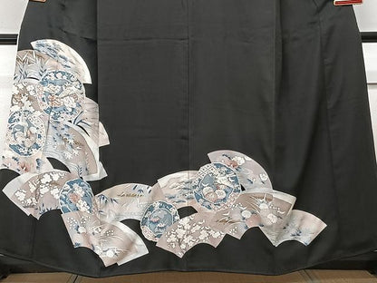 平和屋着物■豪華黒留袖 刺繍 花鳥文 金銀彩 正絹 逸品 CAAX2531xi