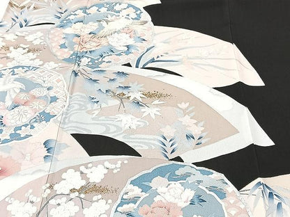 平和屋着物■豪華黒留袖 刺繍 花鳥文 金銀彩 正絹 逸品 CAAX2531xi
