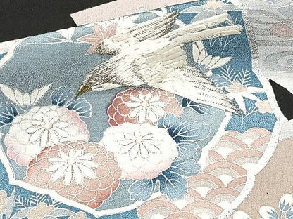 平和屋着物■豪華黒留袖 刺繍 花鳥文 金銀彩 正絹 逸品 CAAX2531xi