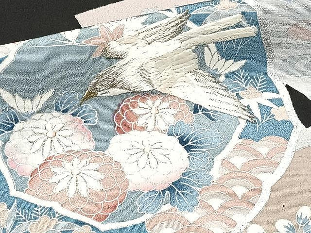 平和屋着物■豪華黒留袖 刺繍 花鳥文 金銀彩 正絹 逸品 CAAX2531xi