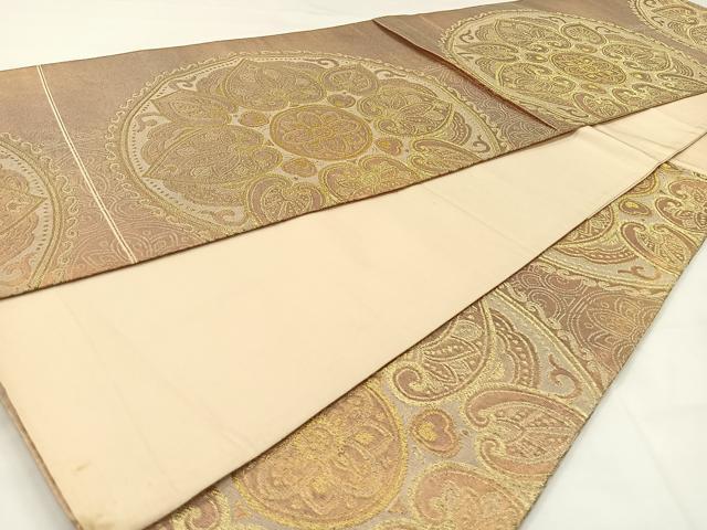 平和屋着物◎六通柄袋帯　絵皿花文　金糸　正絹　逸品　CAAX2865id