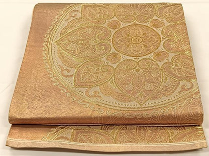 平和屋着物◎六通柄袋帯　絵皿花文　金糸　正絹　逸品　CAAX2865id