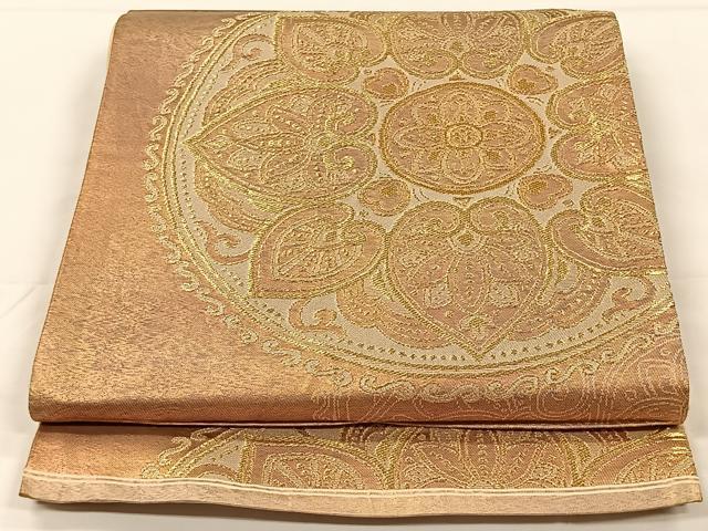 平和屋着物◎六通柄袋帯　絵皿花文　金糸　正絹　逸品　CAAX2865id