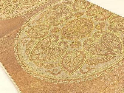 平和屋着物◎六通柄袋帯　絵皿花文　金糸　正絹　逸品　CAAX2865id